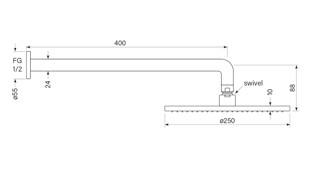 Faucet Strommen Pegasi Wall Shower 250mm Rose - Raw Brushed Brass