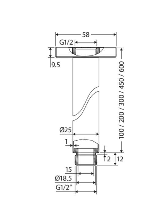 Fienza Round Shower Dropper - 300mm - Brushed Nickel