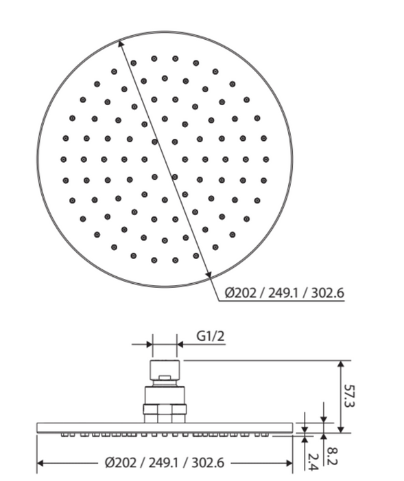 Fienza Starry Shower Head - 300mm - Brushed Nickel