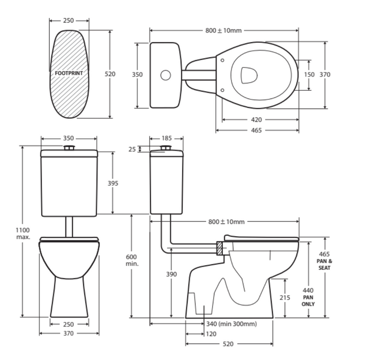 Fienza Stella Link Toilet Suite  - Blue Seat