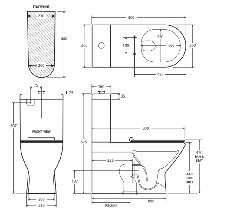 Fienza Delta Care Back To Wall Toilet Suite  - S Trap