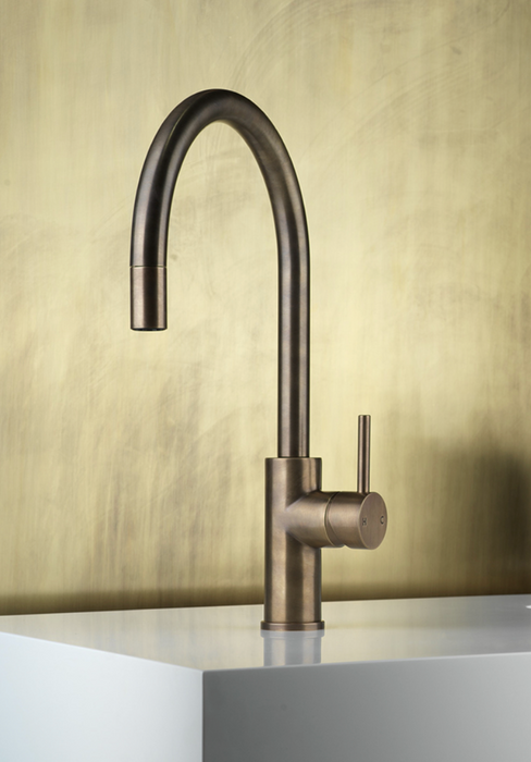 Faucet Strommen Pegasi M Curve Pull Out Sink Mixer - Antique Brass Light