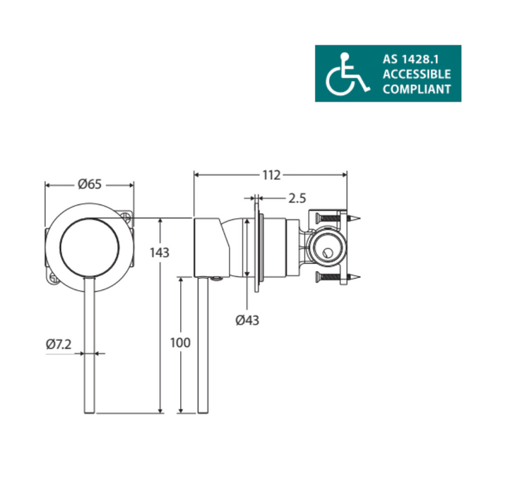 Fienza Kaya Care Wall Mixer - Brushed Copper