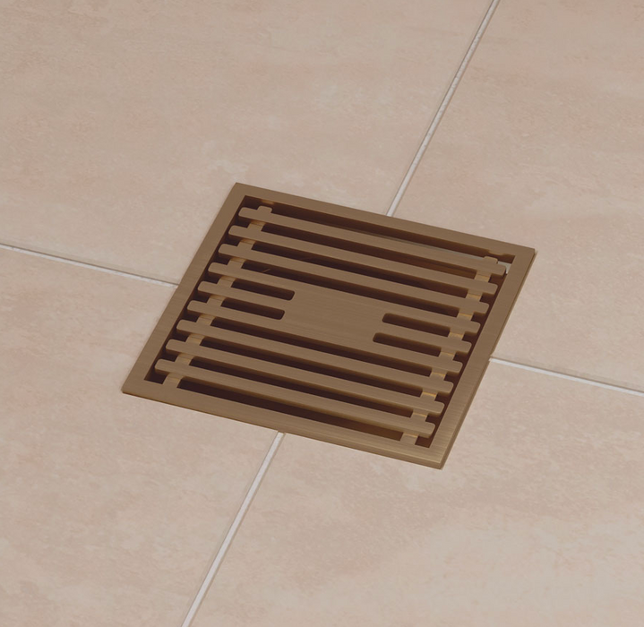 Fienza Square Slim Grate Floor Waste - Brushed Copper