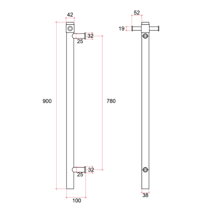 Thermogroup Round Heated Vertical Bar - Brushed Stainless Steel