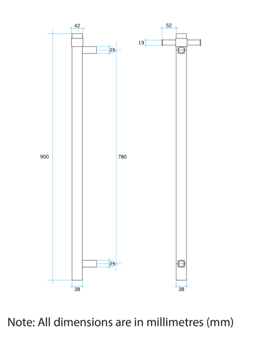 Thermogroup Round Heated Vertical Bar - Brushed Gunmetal