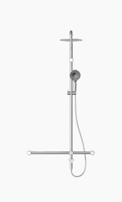 Nero Mecca Care 32mm T Bar Grab Rail Twin Shower Set  - Chrome