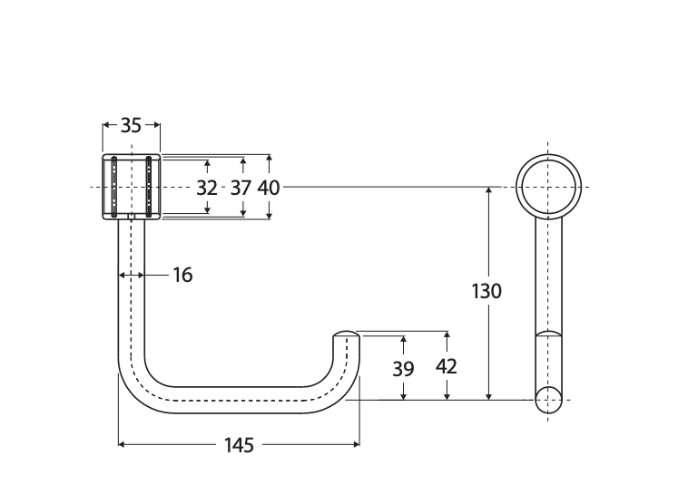 Fienza Care Roll Holder for Hand Rail  - Brushed Copper