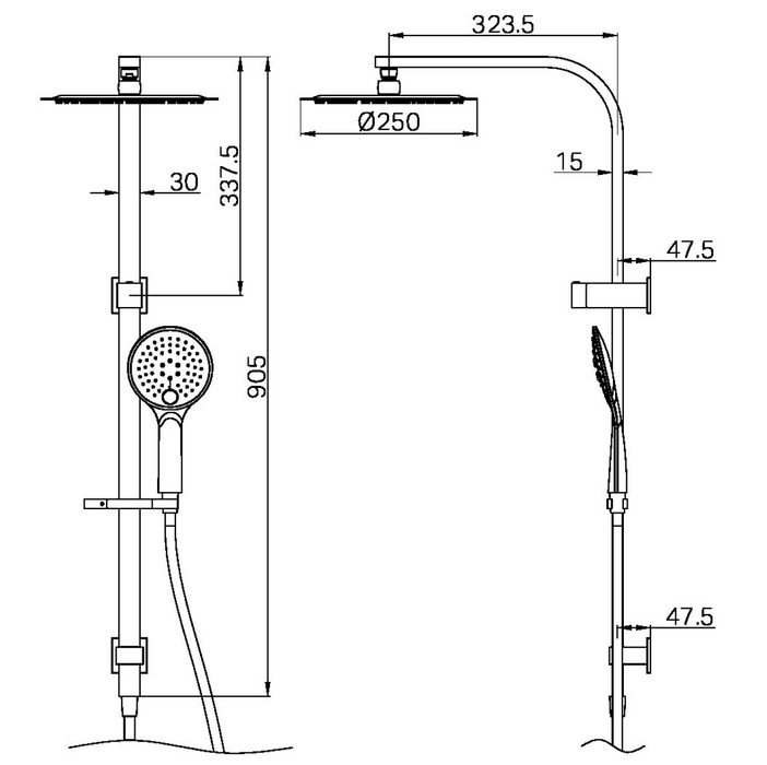 Nero Bianca Twin Shower  - Gun Metal