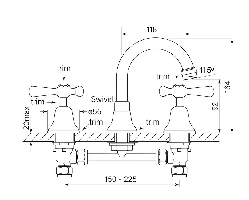 Faucet Strommen Cascade CD Lever Basin Set - Polished New Nickel
