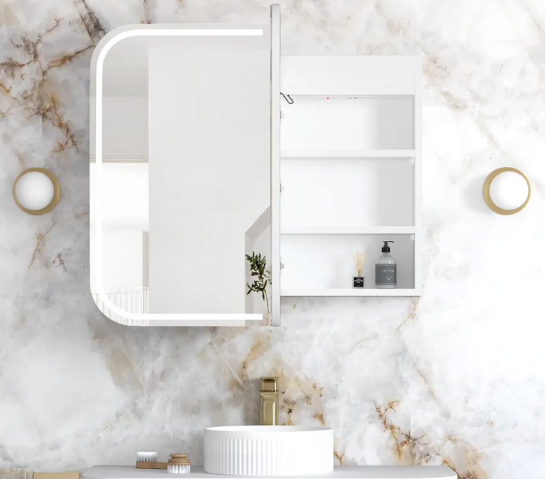 Otti Newport LED Shaving Cabinet - Matte White  - 900mm x 750mm