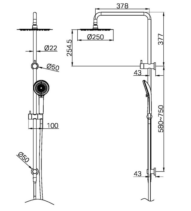 Nero Project Twin Shower - Gun Metal
