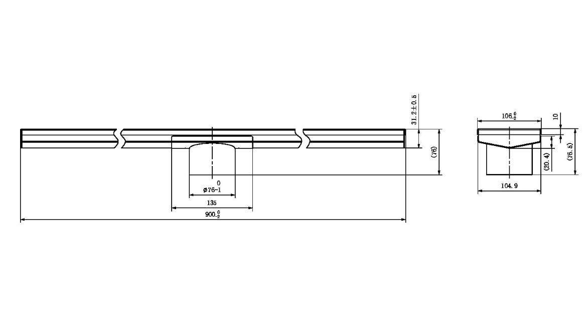 Nero Tile Insert V Channel 900mm Strip Drain - 80mm Outlet - Gun Metal