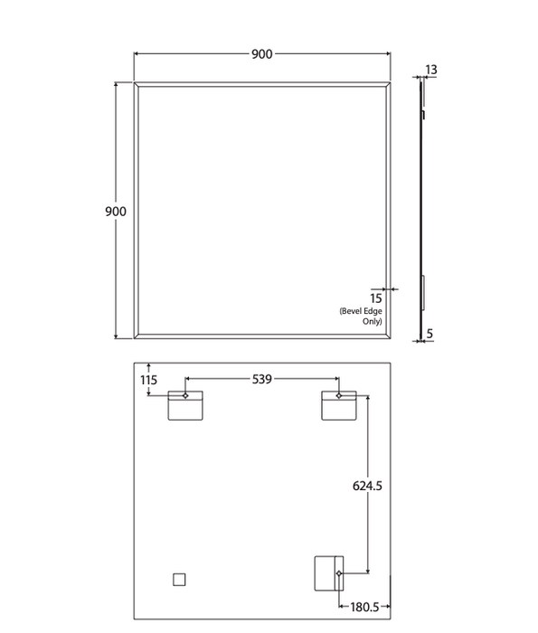 Fienza Pencil Edged Mirror - 900mm x 900mm