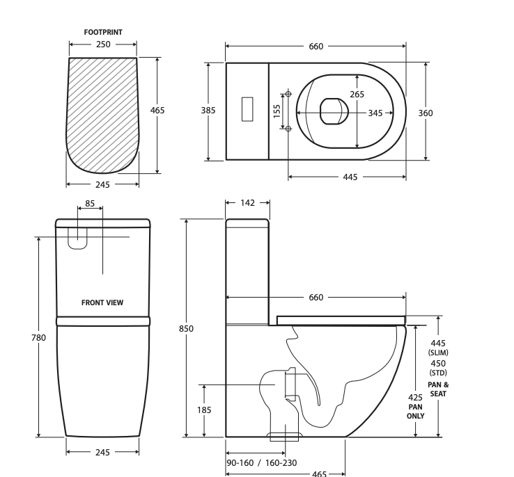 Fienza Koko Back-to-Wall Toilet Suite R & T Cistern Gloss White