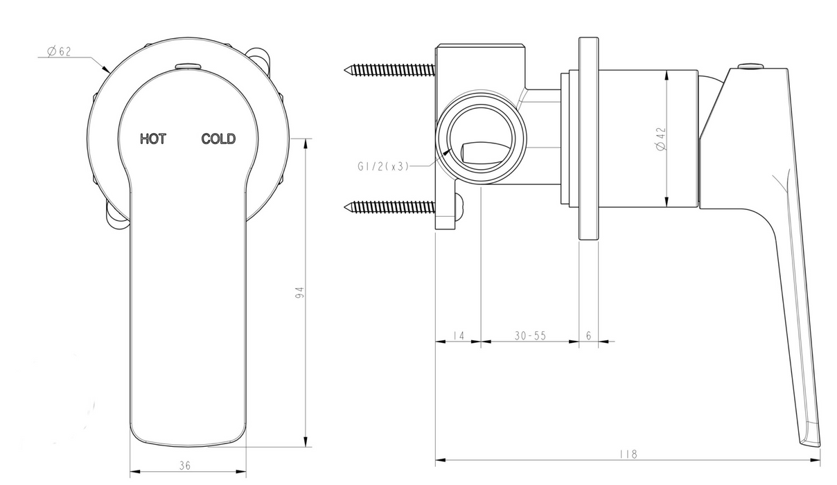 Millennium Akemi Shower Mixer SP Plate - Matte Black