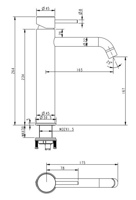 Millennium Cioso Curved Mid Rise Vessel Mixer - Modern Brass