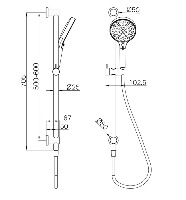 Nero Serenity Rail Shower - Brushed Nickel