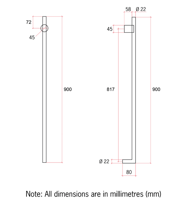 Thermogroup Vertical Heated Towel Bar - Brushed Brass