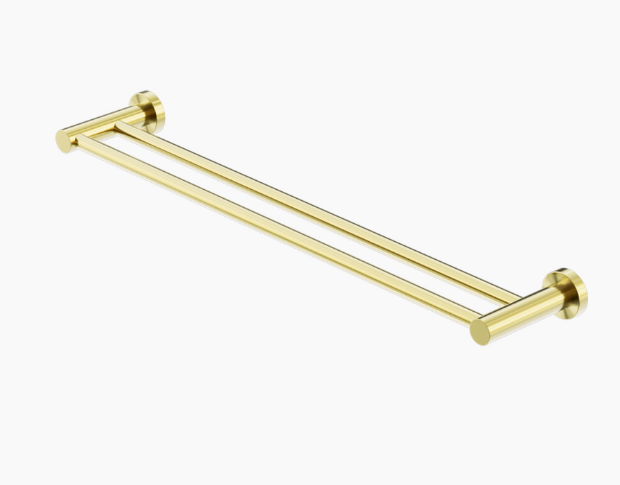 Nero Mecca Double Towel Rail - 800mm - Brushed Gold