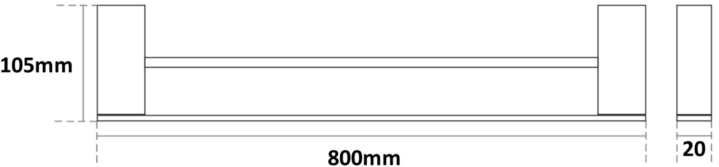 Millennium Zoya Double Towel Rail 800mm - Brushed Nickel