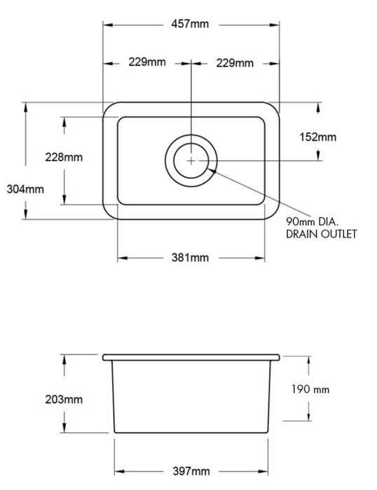 Turner Hastings Cuisine 30 x 46 Non-Overflow Sink - Gloss White