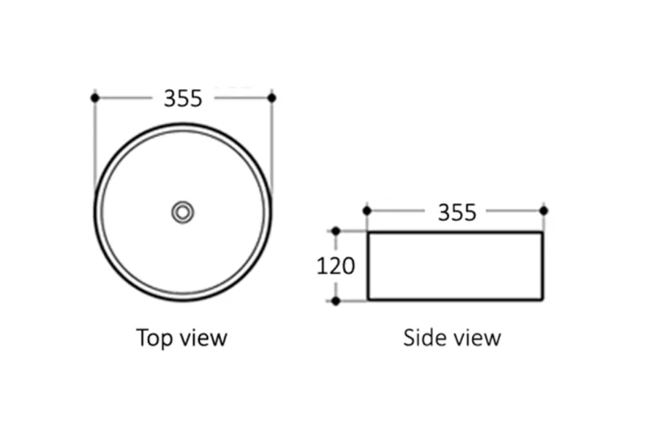 Otti Artis 88 Basin 355mm x 355mm x 120mm - Matte White/ Matte Black