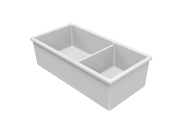 Turner Hastings Cuisine 93 x 48 Inset/Undermount One & Half Bowl Fine Fireclay Sink - Gloss White