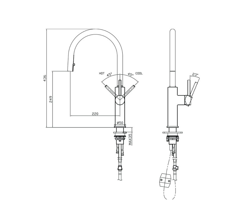 Seima Anson Pull Out Sink Mixer - Brushed Bronze