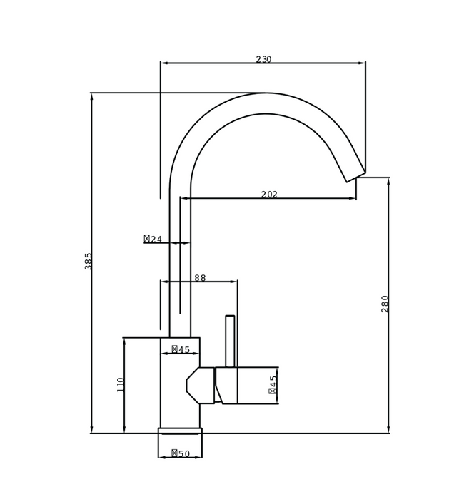 Seima Anson Gooseneck Sink Mixer - Brushed Bronze