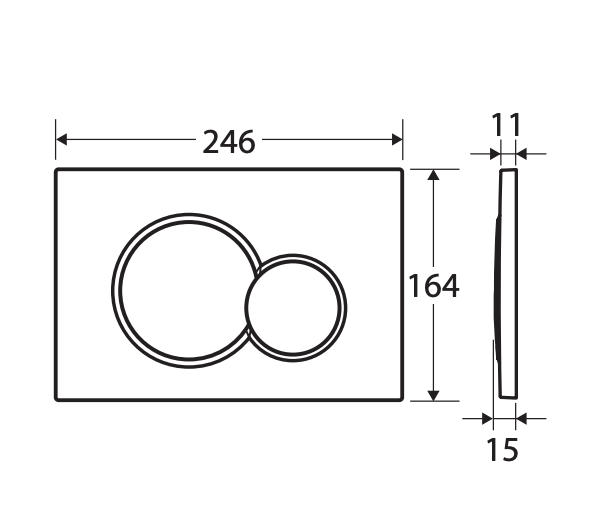 Fienza Sigma Round Button Flush Plate - Gun Metal