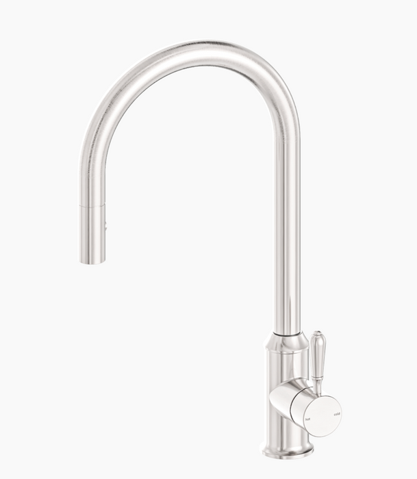 Nero York Pull Out Sink Mixer Metal Lever - Brushed Nickel