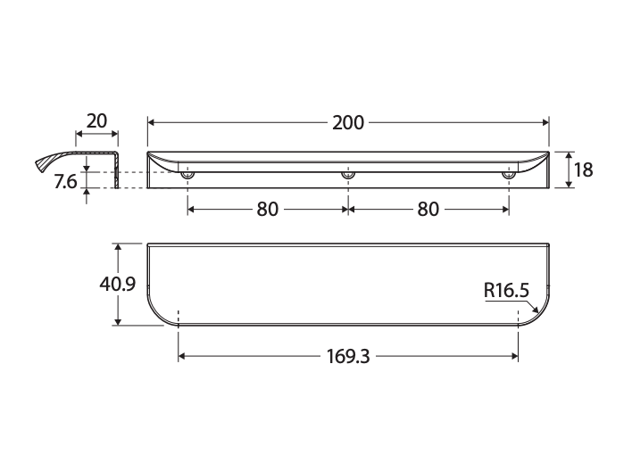 Fienza Edge Curved Handle 200mm - Matte White