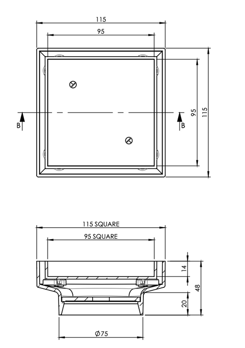 Art Australia Square Bermuda Tile Insert Floor Waste 80 - Chrome