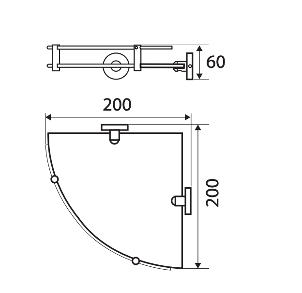 Fienza Michelle Glass Corner Shelf 200mm - Chrome