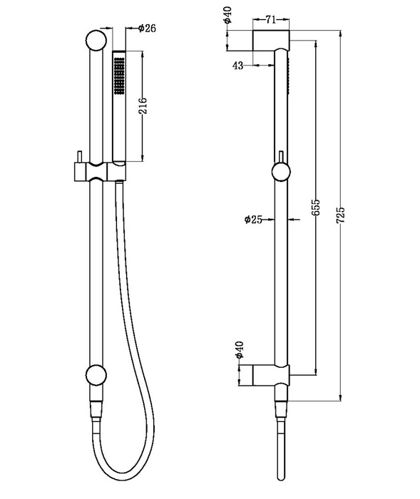 Nero Zen 316SS Rail Shower - Brushed Nickel
