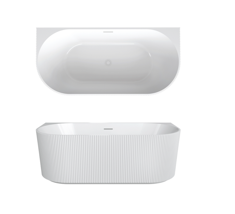 Seima Cleo 115 Fluted Back To Wall Bath Gloss White - 1700mm