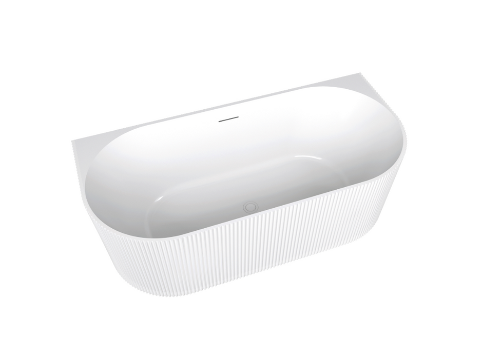 Seima Cleo 115 Fluted Back To Wall Bath Gloss White - 1700mm