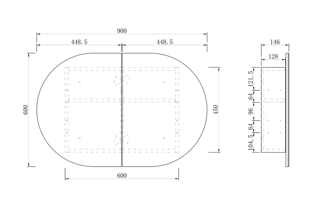 Otti Bondi Shaving Cabinet - 900mm x 600mm - Matte White