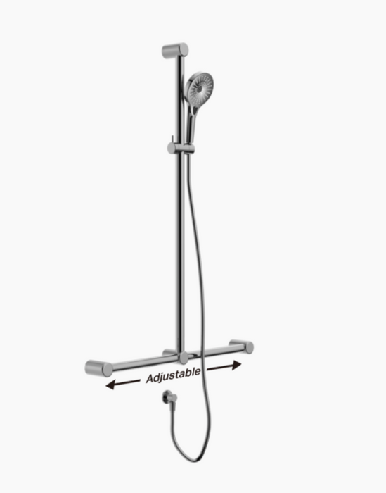 Nero Mecca Care 32mm T Bar Grab Rail Adjustable Shower Set  - Chrome