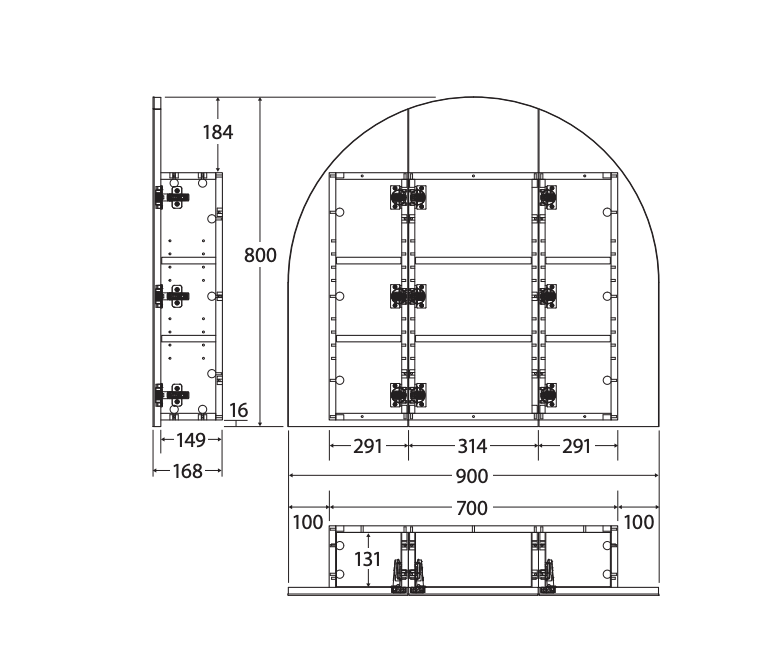 Fienza Marlowe Arch Shaving Cabinet - 900mm x 800mm