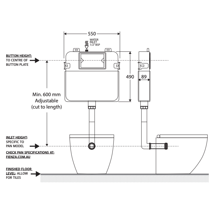 Fienza R & T In-Wall Cistern