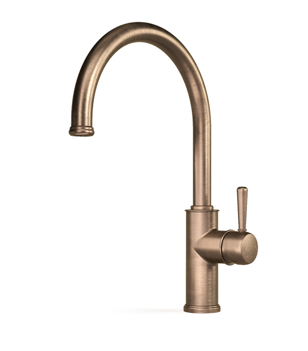 Faucet Strommen Cascade Sink Mixer 220 Curved  - Antique Brass Light