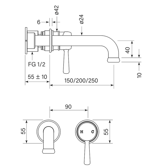 Faucet Strommen Cascade Bath Mixer Set 200 - Chrome
