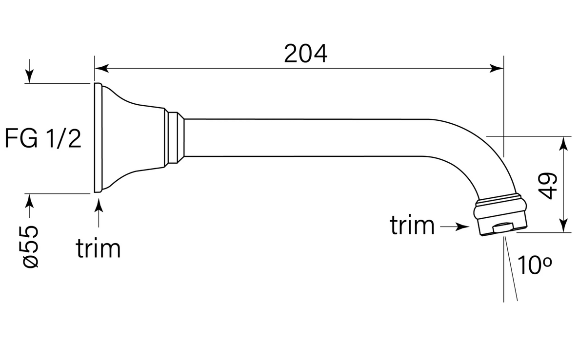 Faucet Strommen Cascade Bath Outlet 200mm - Chrome