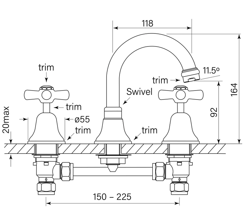 Faucet Strommen Cascade Basin Set Cross - Chrome