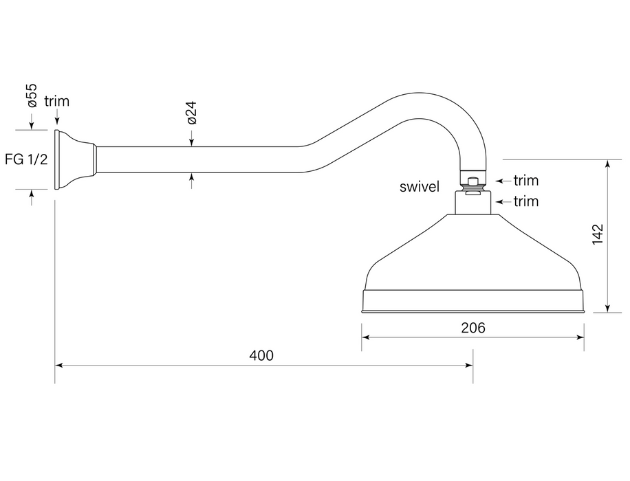 Faucet Strommen Cascade Swan Neck Shower - Chrome