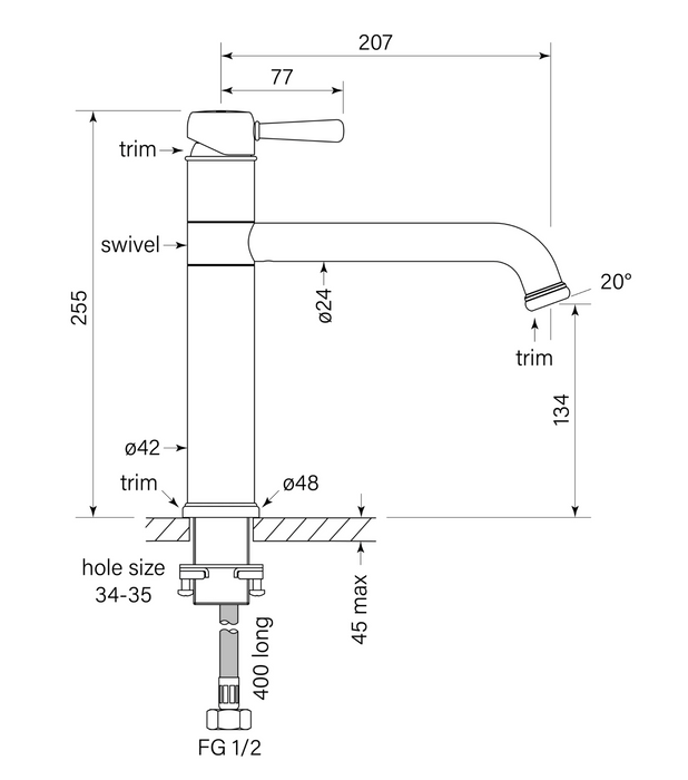 Faucet Strommen Cascade Sink Mixer  - Chrome