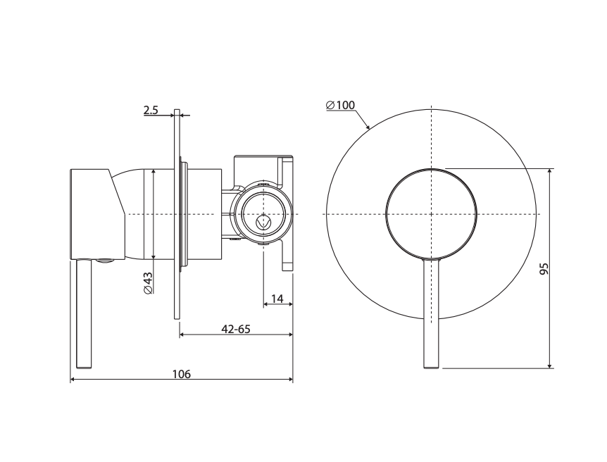 Fienza Kaya Wall Mixer Large Back Plate - Matte Black