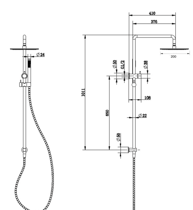 Millennium Cioso Twin Shower 200mm - Brushed Nickel